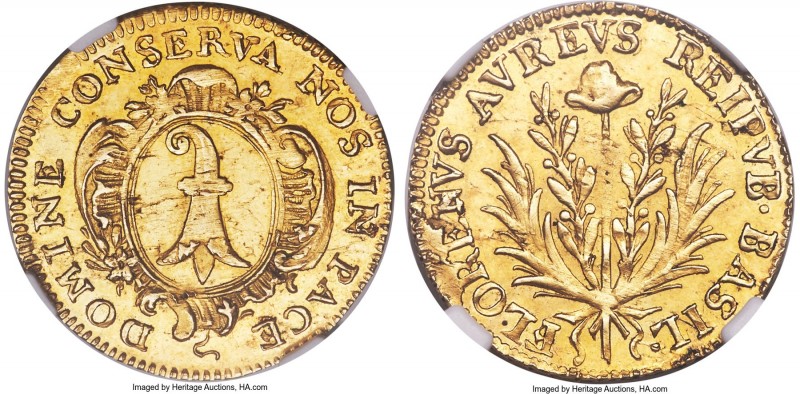 Basel. City gold Goldgulden (Ducat) ND (c. 1790) MS63 NGC, KM181, Fr-31. Strikin...