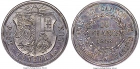 Geneva. Canton 10 Francs 1848 MS62 NGC, KM138, Dav-374, HMZ-2-363a. Mintage: 385. An instantly appealing piece, the obverse appearing very near to cho...