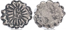 British Administration Counterstamped 1-1/2 Bits (Moco) ND (1798) AU53 NGC, KM9, Prid-2. 3.38gm. Countermarked with rays on a center plug cut from a S...