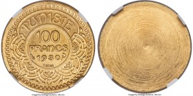 Ahmed Pasha Bey gilt-brass Uniface Obverse Essai 100 Francs 1930-(a) MS66 NGC, Paris mint, KM-E12, Lec-485b (Very Rare). Quite possibly one of the fin...
