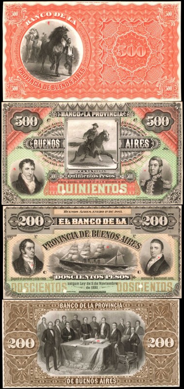 ARGENTINA. Provincia de Buenos Ayres. 1 to 500 Pesos, 1883. P-S561p to S569p. Fr...