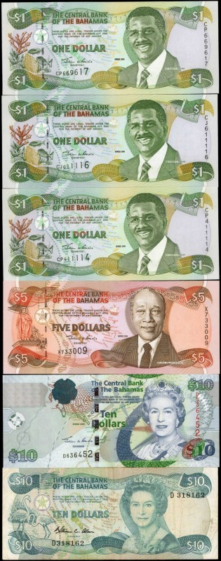 BAHAMAS. Central Bank & Monetary Authority. 1/2 to 10 Dollars, Various Dates. P-...