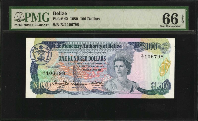 BELIZE. Monetary Authority of Belize. 100 Dollars, 1980. P-42. PMG Gem Uncircula...