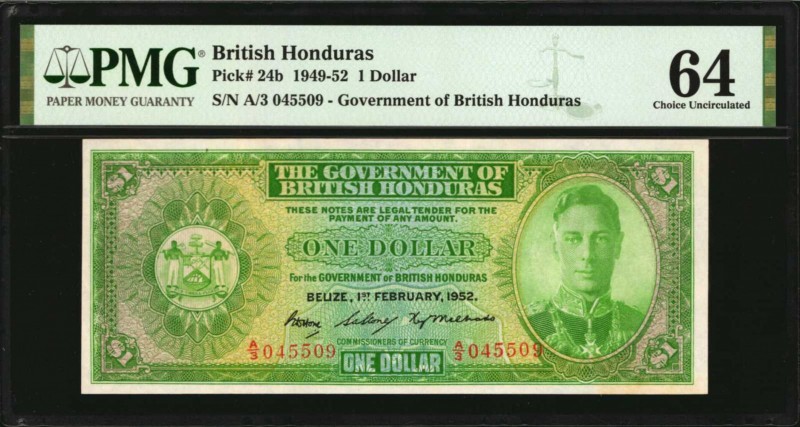 BRITISH HONDURAS. Government of British Honduras. 1 Dollar, 1949-52. P-24b. PMG ...