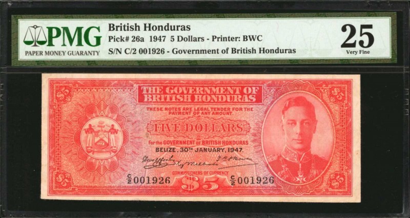 BRITISH HONDURAS. Government of British Honduras. 5 Dollars, 1947. P-26a. PMG Ve...