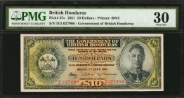 BRITISH HONDURAS. Government of British Honduras. 10 Dollars, 1951. P-27c. PMG Very Fine 30.
Tough type and highest denomination of this King George ...