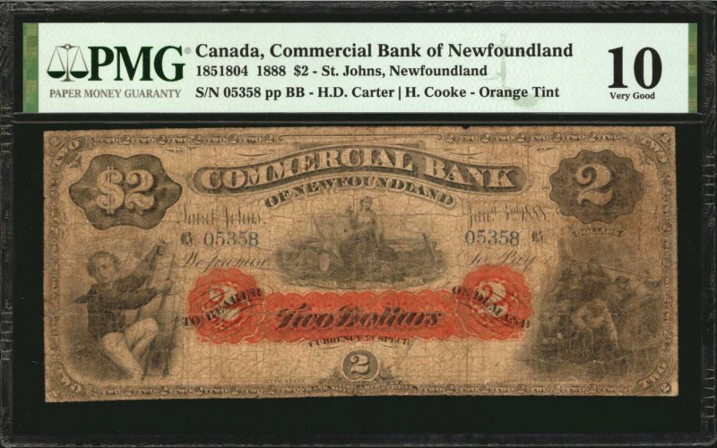CANADA. Commercial Bank of Newfoundland. 2 Dollars, 1888. CH #185-18-04. PMG Ver...