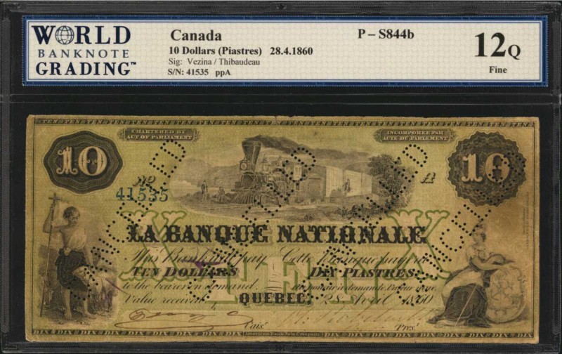CANADA. La Banque Nationale. 1 to 10 Dollars, 1860. P-S841c, S842, S843b & S844b...