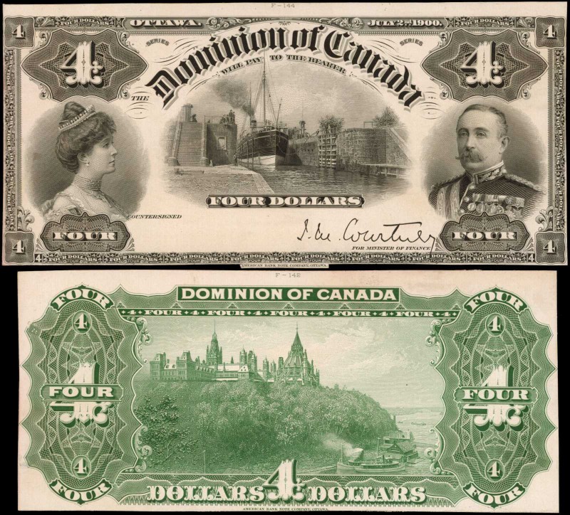 CANADA. Dominion of Canada. 4 Dollars, 1900. DC-16p. Front & Back Proofs. About ...
