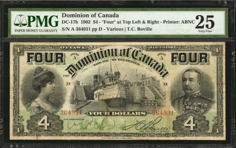 CANADA. Dominion of Canada. 4 Dollars, 1902. DC-17b. PMG Very Fine 25.
The late...