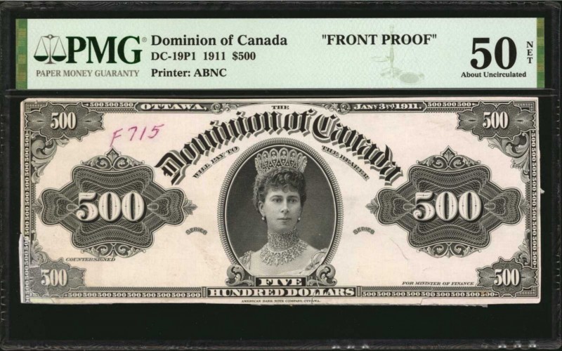 CANADA. Dominion of Canada. 500 Dollars, 1911. DC-19P1 & 19P2. Front & Back Proo...