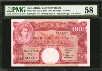 EAST AFRICA. Currency Board of East Africa. 100 Shillings, ND (1961). P-44a. PMG Choice About Uncirculated 58.
An important condition rarity that is ...