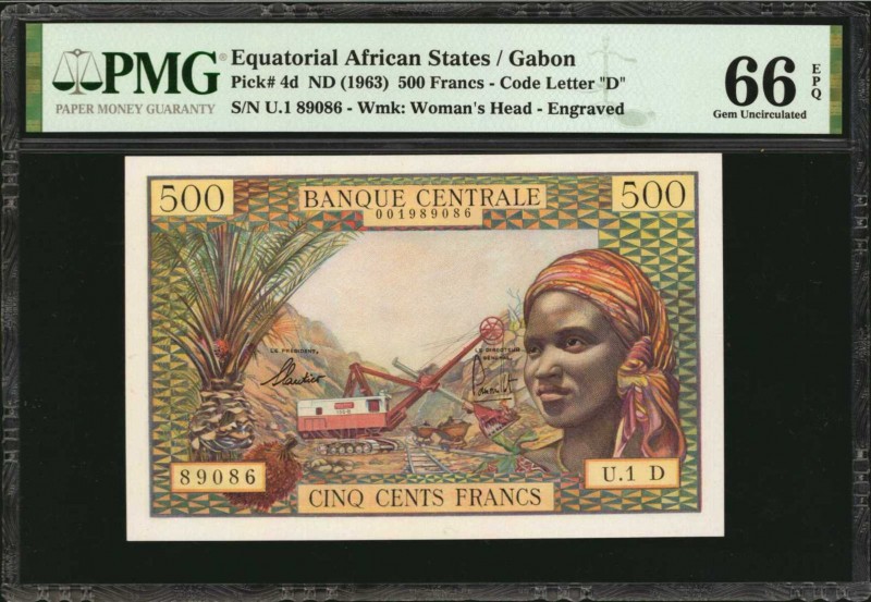 EQUATORIAL AFRICAN STATES. Banque Centrale. 500 Francs, 1963. P-4d. PMG Gem Unci...