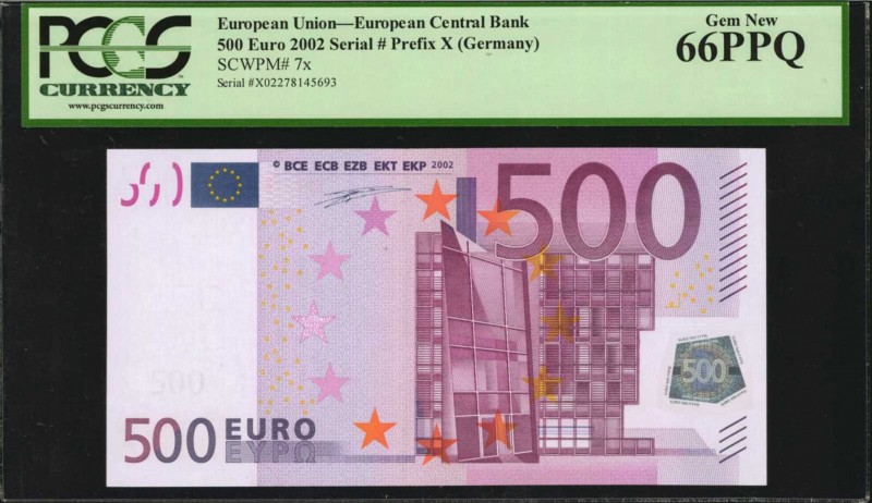 EUROPEAN UNION. European Central Bank. 500 Euro, 2002. P-7x. PCGS Currency Gem N...