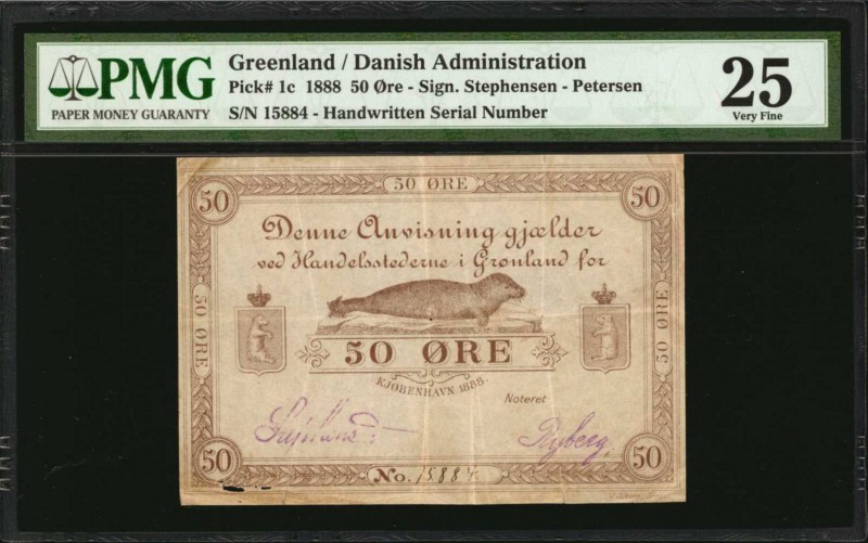 GREENLAND. Danish Administration. 50 Ore, 1888. P-1c. PMG Very Fine 25.
Excessi...