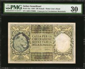 ITALIAN SOMALILAND. Cassa per la Circolazione Monetaria. 100 Somali, 1950. P-15a. PMG Very Fine 30.
The phenomenal "Lion head" type at face and in wa...