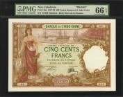 NEW CALEDONIA. Banque de L'Indo-Chine. 500 Francs, 1927-38. P-38p. Proof. PMG Gem Uncirculated 66 EPQ.
A large format example of this 500 Francs Proo...