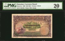 PALESTINE. Currency Board. 500 Mils, 1939. P-6c. PMG Very Fine 20.
Printed by TDLR. Watermark of olive sprig. A Very Fine example of this popular Bri...
