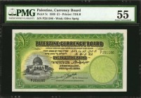 PALESTINE. Currency Board. 1 Pound, 1939. P-7c. Consecutive. PMG About Uncirculated 55 & 55 EPQ.
2 pieces in lot. A consecutive duo of these 1939 dat...