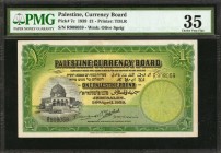 PALESTINE. Currency Board. 1 Pound, 1939. P-7c. PMG Choice Very Fine 35.
Printed by TDLR. Watermark of Olive Sprig. A mid-grade example of this popul...