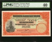 PALESTINE. Currency Board. 5 Pounds, 1939. P-8c. PMG Extremely Fine 40.
Printed by TDLR. Watermark of olive sprig. A mid-grade example of this Britis...
