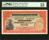 PALESTINE. Currency Board. 5 Pounds, 1939. P-8c. PMG Very Fine 25.
Printed by TDLR. Watermark of olive sprig. Nice color and detail remain on this Ve...