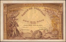 PORTUGAL. Banco de Portugal. 10 Mil Reis, 1904. P-81. Very Fine.
An attractive example of this design which shows strong yellows within the underprin...