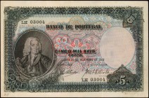 PORTUGAL. Banco de Portugal. 5 Mil Reis, 1909. P-104. Very Fine.
Vivid colors with an eye catching design stand out on this tougher 1909 dated 5 Mil ...