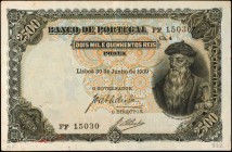 PORTUGAL. Banco de Portugal. 2.5 Mil Reis, 1909. P-107. Very Fine.
Affonso de Albuquerque is found at right on the face of this 2 1/2 Mil Reis note, ...