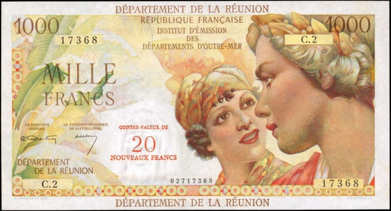 REUNION. Department de la Reunion. 20 Nouveaux Francs, ND (1967). P-55a. Uncircu...