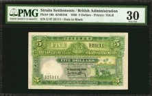 STRAITS SETTLEMENTS. Government of the Straits Settlements. 5 Dollars, 1930. P-10b. PMG Very Fine 30.
Printed by TDLR. Date in black. A tougher date ...