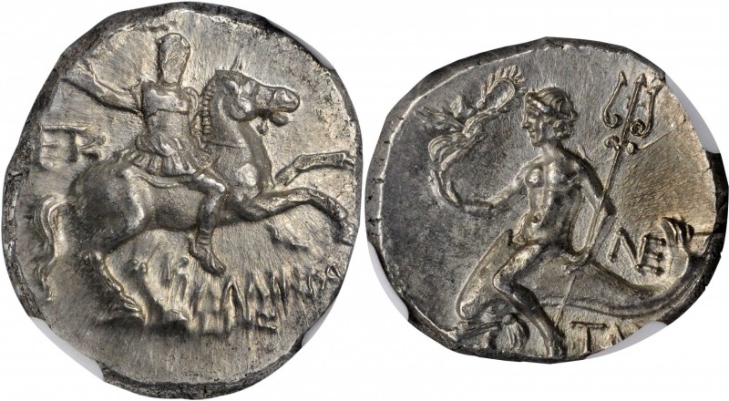 ITALY. Calabria. Tarentum. AR Didrachm (Nomos) (6.75 gms), ca. 240-228 B.C. NGC ...