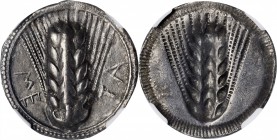 ITALY. Lucania. Metapontion. AR Stater (7.20 gms), ca. 540-510 B.C. NGC EF, Strike: 5/5 Surface: 3/5.
Noe Class-IV, 88 (same dies); HN Italy-1470; SN...