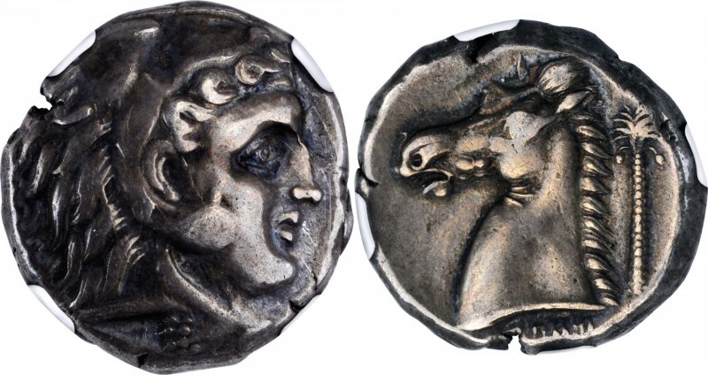 SICILY. Siculo-Punic. Entella. AR Tetradrachm (17.23 gms), ca. 300-289 B.C. NGC ...