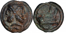 ROMAN REPUBLIC. AE Aes Grave As (262.84 gms), Rome Mint, ca. 225-217 B.C. VERY FINE.
Cr-35/1; HN Italy-337. Obverse: Head of Janus; -- (mark of value...