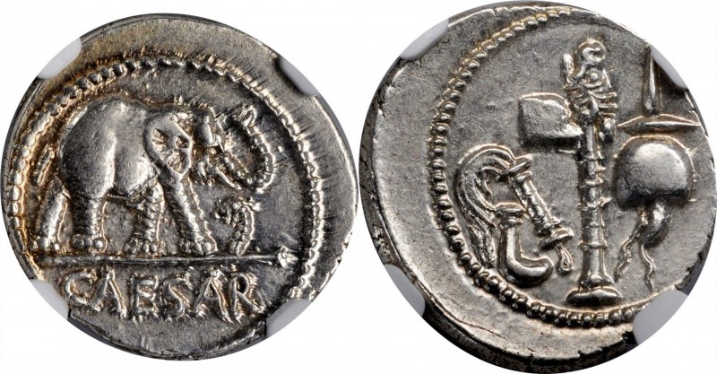 JULIUS CAESAR. AR Denarius (3.91 gms), Military mint traveling with Caesar, 49 B...