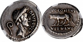 JULIUS CAESAR. AR Denarius (4.08 gms), Rome mint; Q. Voconius Vitulus, moneyer, 40 B.C. NGC Ch VF★, Strike: 5/5 Surface: 4/5.
Cr-526/2; CRI-329; Syd-...