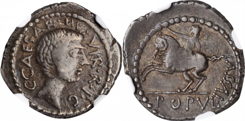 OCTAVIAN. AR Denarius, Military mint traveling with Octavian in Italy, 41 B.C. N...