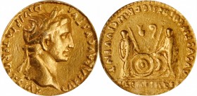 AUGUSTUS, 27 B.C.- A.D. 14. AV Aureus (7.895 gms), Lugdunum Mint, 2 B.C.- A.D. 4. ICG EF 40.
RIC-206; Calico-176a. Obverse: CAESAR AVGVSTVS DIVI F PA...