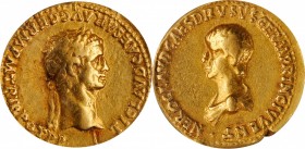 CLAUDIUS WITH NERO AS CAESAR, A.D. 41-54. AV Aureus, Rome Mint, A.D. 50-54. ICG VF 35.
RIC-82; Calico-391. Obverse: TI CLAVD CAESAR AVG GERM P M TRIB...