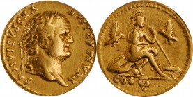 TITUS AS CAESAR, A.D. 69-79. AV Aureus, Rome Mint, A.D. 77-78. ICG VF 35.
RIC-954 (Vespasian); Calico-738a. Obverse: T CAESAR IMP VESPASIANVS, laurea...
