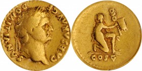 DOMITIAN AS CAESAR, A.D. 69-81. AV Aureus (7.07 gms), Rome Mint, A.D. 77-78. ICG VF 20.
RIC-959 (Vespasian); Calico-819. Obverse: CAESAR AVG F DOMITI...
