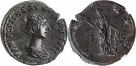 FAUSTINA JUNIOR (DAUGHTER OF ANTONINUS PIUS & WIFE OF MARCUS AURELIUS). AE Sestertius, Rome Mint, struck under Antoninus Pius, ca. A.D. 147-150. NGC E...
