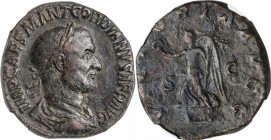 GORDIAN I, A.D. 238. AE Sestertius (21.32 gms), Rome Mint, A.D. 238. NGC VF, Strike: 4/5 Surface: 3/5. Smoothing.
RIC-12. Obverse: Laureate, draped, ...