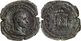 TREBONIANUS GALLUS, A.D. 251-253. Medallic AE Sestertius (17.53 gms), Rome Mint, A.D. 251-252. NGC AU, Strike: 5/5 Surface: 2/5. Fine Style. Smoothing...