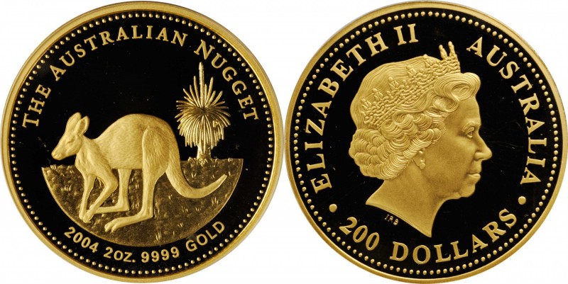 AUSTRALIA. 200 Dollars, 2004. Perth Mint. PCGS PROOF-70 Deep Cameo Gold Shield....
