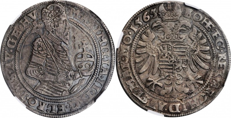 AUSTRIA. 60 Kreuzer (GuldenTaler), 1565. Kuttenberg Mint. Maximilian II. NGC AU-...