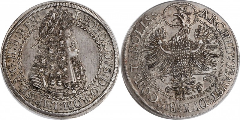 AUSTRIA. 2 Talers, ND (1686-96). Hall Mint. Leopold I. NGC MS-62.
Dav-3252; KM-...