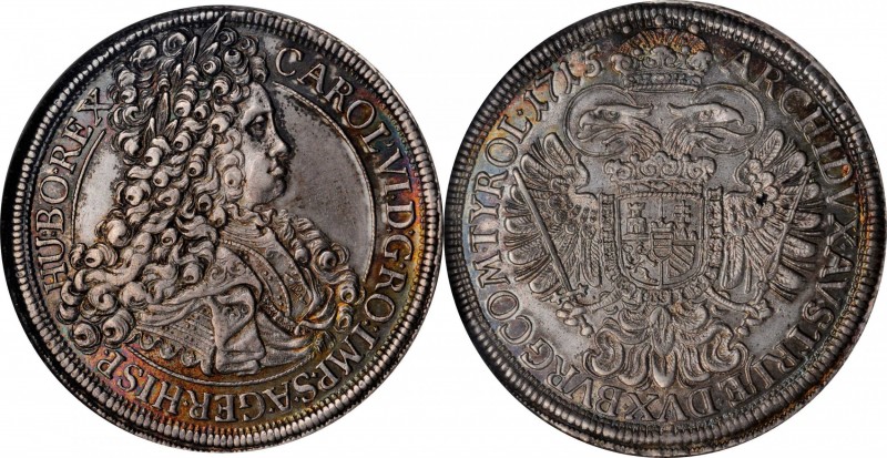 AUSTRIA. Taler, 1715/2. Vienna Mint. Charles VI. NGC MS-61.
Dav-1035; KM-1522. ...