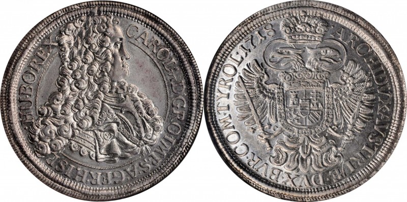 AUSTRIA. Taler, 1718. Vienna Mint. Charles VI. NGC MS-62.
Dav-1035; KM-1522. Ti...